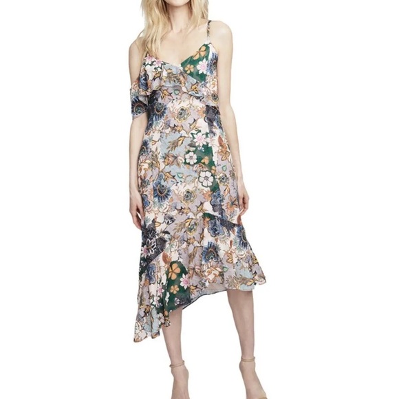 RACHEL Roy Wonderlust Floral Ruffle One Shoulder Midi Women Dress Size 10 - Picture 4 of 10